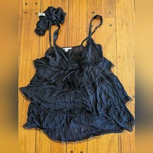 Victoria's Secret Black Baby Doll Lingerie Small Bow Lace